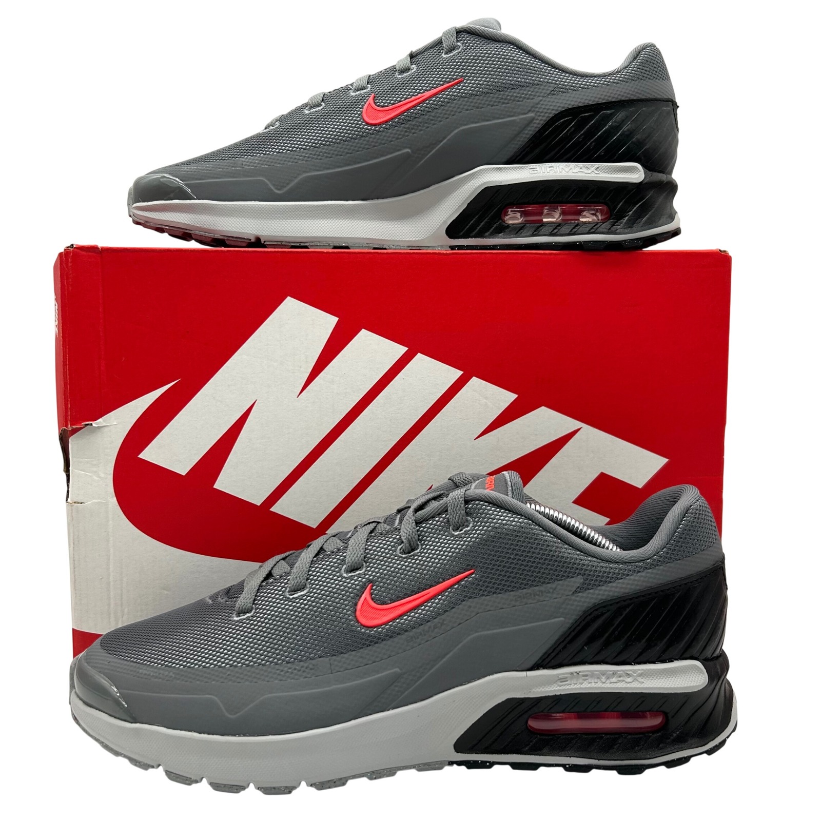 Nike Air Max Bia Shoes Mens 12 Smoke Grey Bright Crimson Running Sneakers